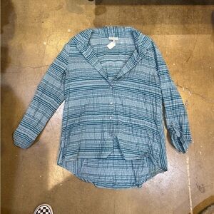 Habitat Blue Striped Textured Button Down Shirt